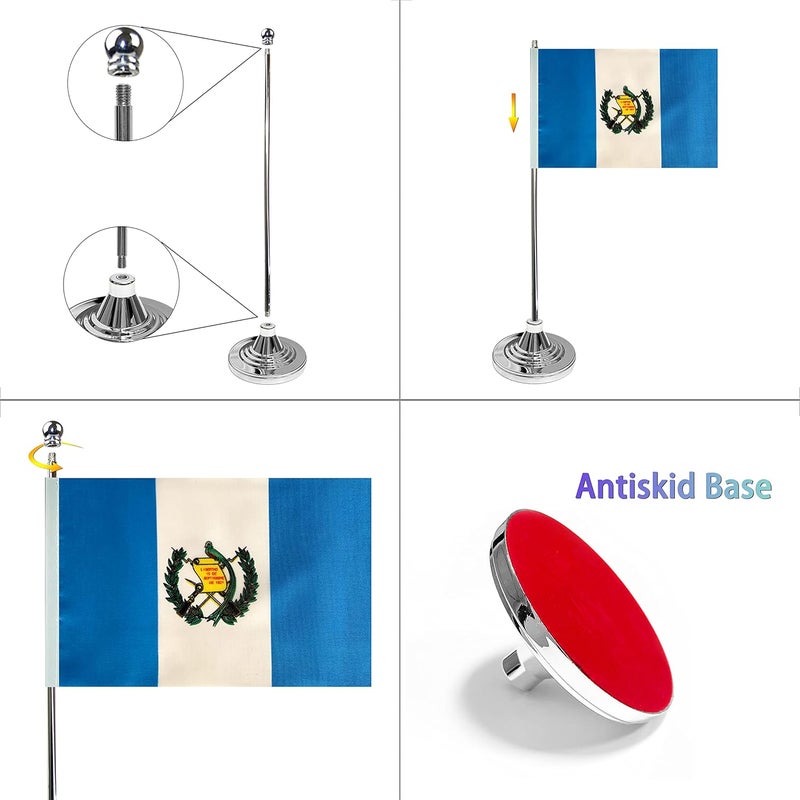 WXTWK 2 Pack Guatemala Flag Guatemalan Desk Flag Small Mini Guatemalan Table Flags With Stand Base,Home Office Festival Events Celebration Decorations - Image 3
